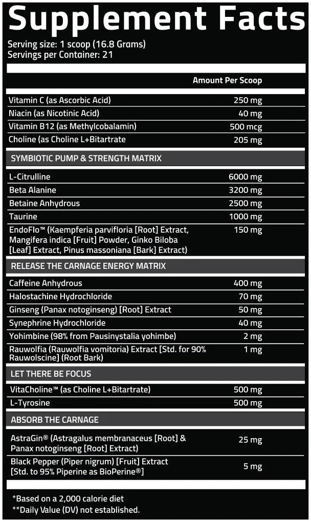 Carnage Advanced Pre-Workout - Spacecitysupplements