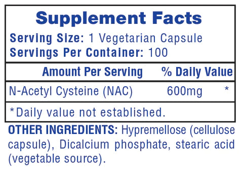 NAC (N-Acetyl Cysteine) 600mg: 100 Capsules - Spacecitysupplements