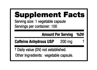 Caffeine (200mg) - 100 Veg. Capsules - Spacecitysupplements