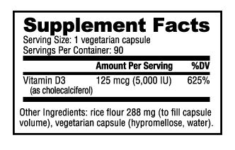 D-3 (5,000 IU) 90 Capsules - Spacecitysupplements