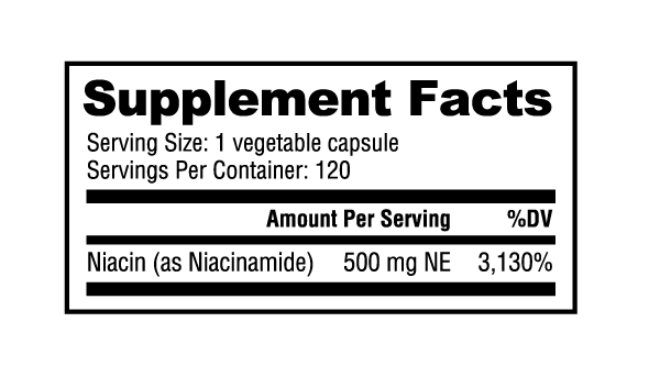 B-3 (Flush Free Niacinamide - 500mg) 120 Capsules - Spacecitysupplements